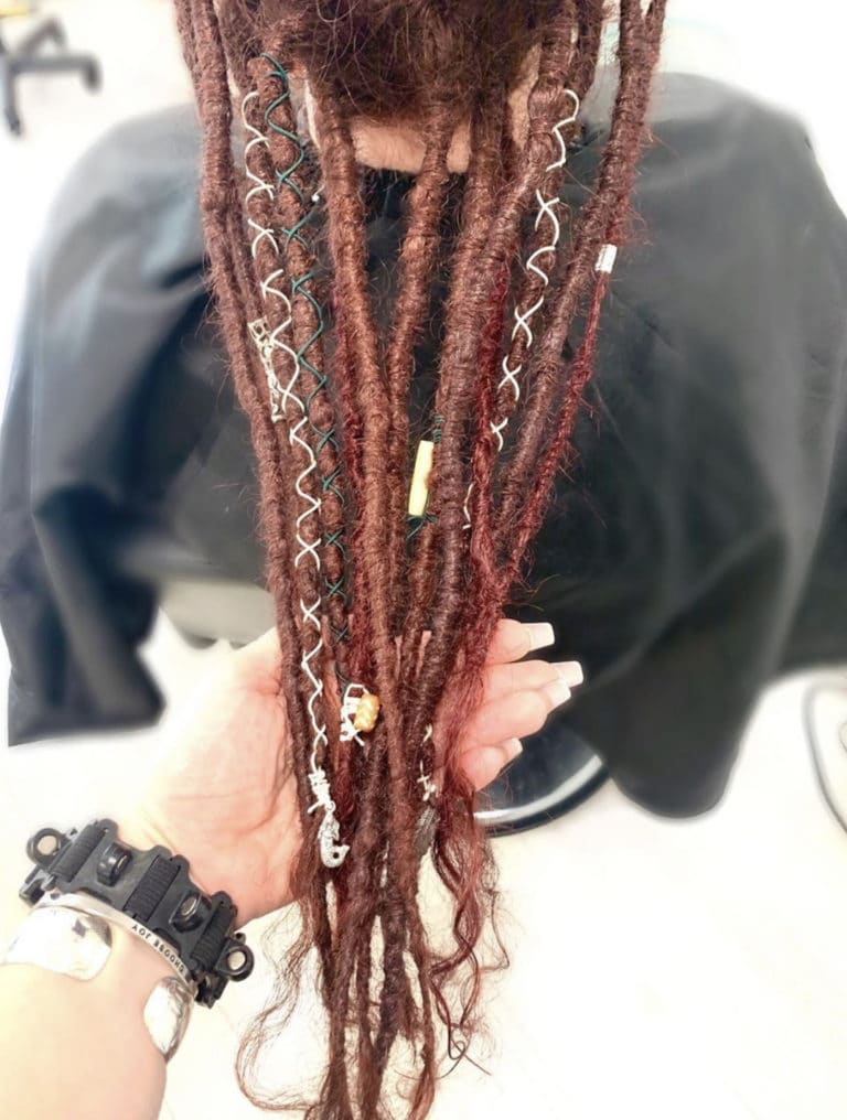 dreadlock maintenance red extensions