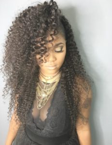 curly hair sew in weave hairstyle