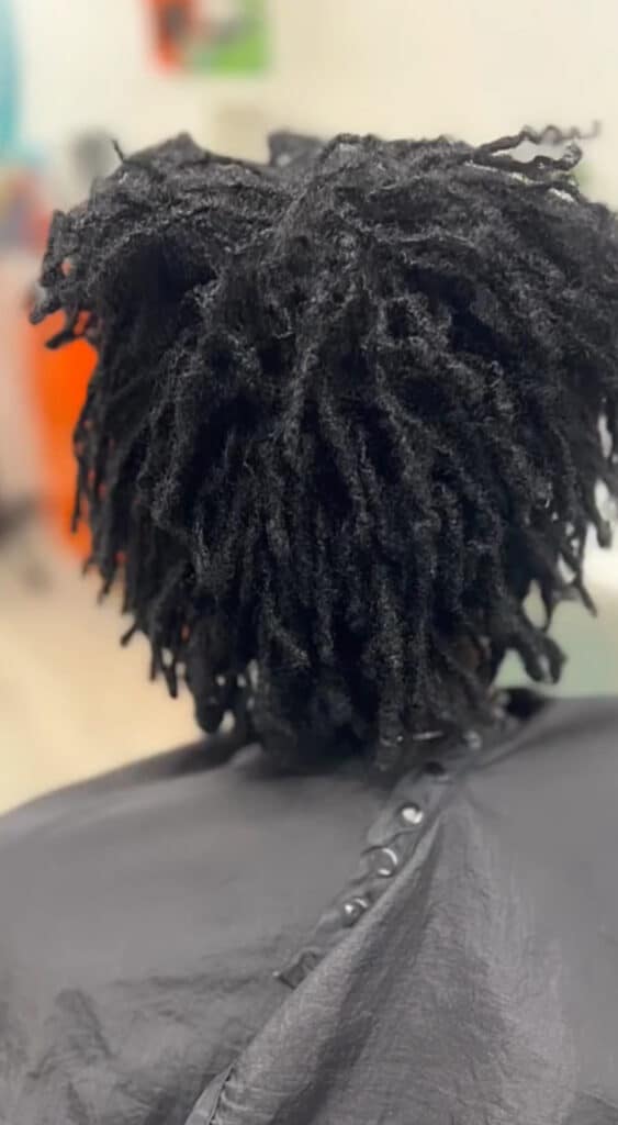 short black dreadlocks before extensions are installed