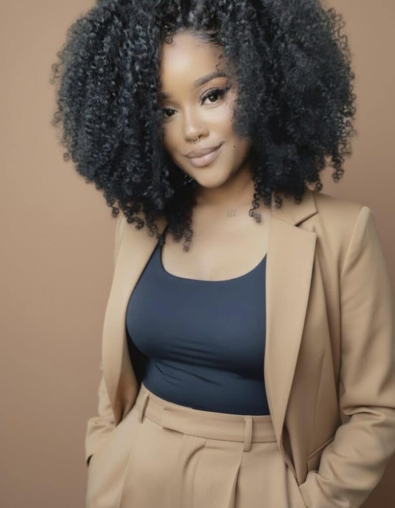 partial weave sew in on black woman with kinky curly hair