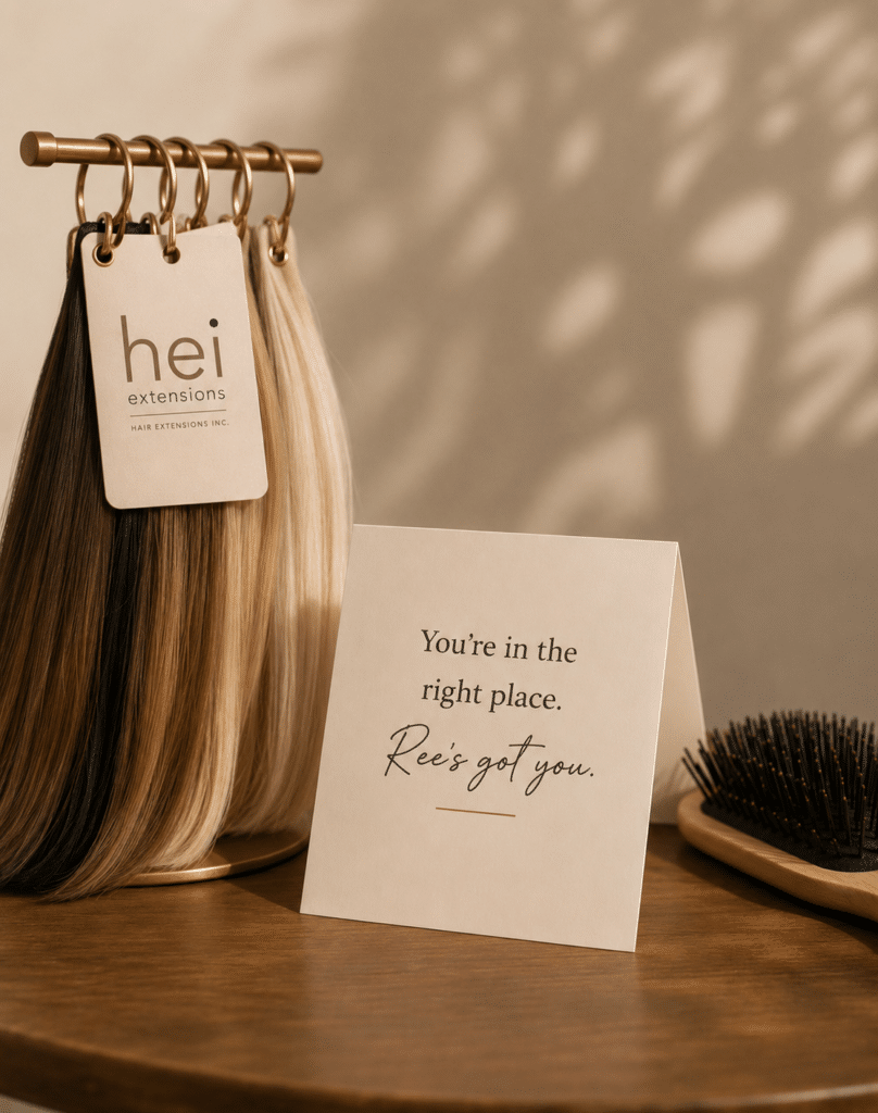 hair extensions on table top in tampa